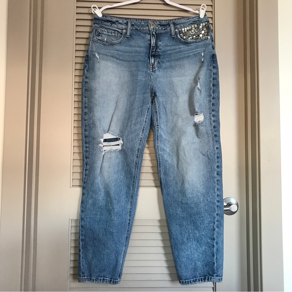 Edgely Blue Boyfriend Jeans Distressed Relaxed Fit Plus Size 16